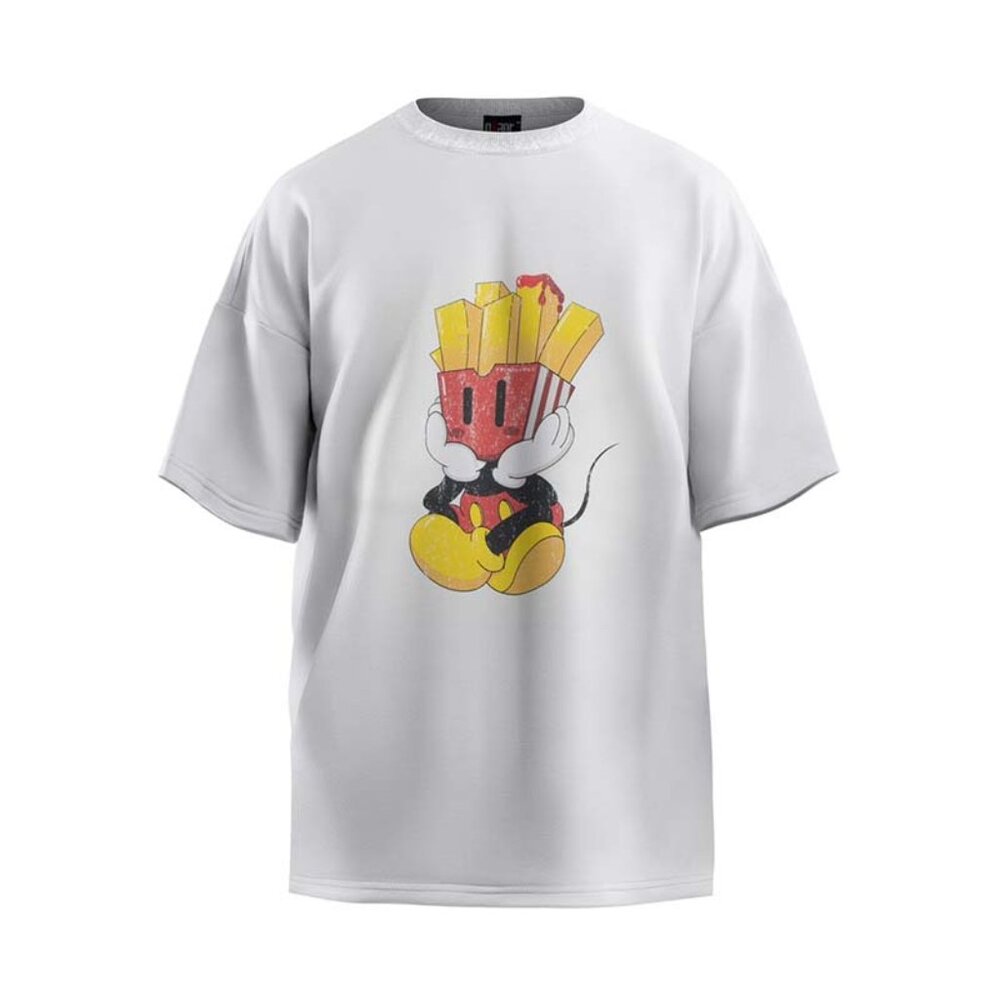 Purey French Fries Mickey Cartoon Distressed Short Sleeves